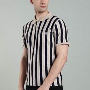 PR3 SS 007|| Navy Stripes|| 100% Cotton T-Shirt